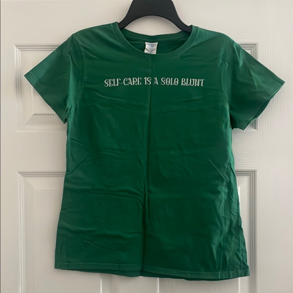 Self Care is a Solo Blunt Green Tee
